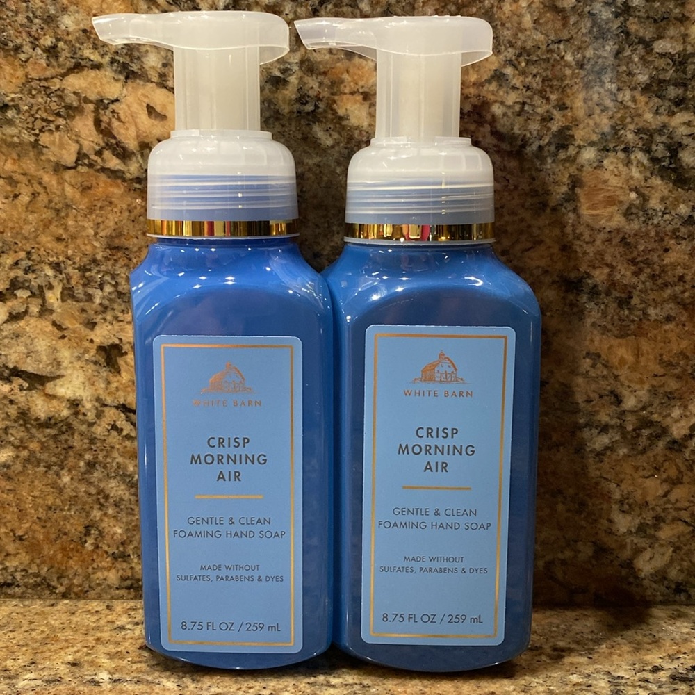 Two (2) CRISP MORNING” AIR 8.75 fl oz, BBW Gentle & Clean Foaming Hand Soap, NWT